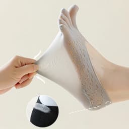 3Pairs Women Toe Socks Breathable Summer Ultra-thin Transparent Sock with Fingers Elastic Invisible Boat Sox Simple Comfortable