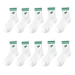 Men and women green striped cartoon dinosaurs cute comfortable socks, breathable sweat absorption deodorant Crew Socks