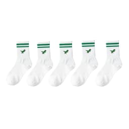 Men and women green striped cartoon dinosaurs cute comfortable socks, breathable sweat absorption deodorant Crew Socks
