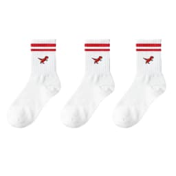 Men and women green striped cartoon dinosaurs cute comfortable socks, breathable sweat absorption deodorant Crew Socks