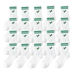 Men and women green striped cartoon dinosaurs cute comfortable socks, breathable sweat absorption deodorant Crew Socks