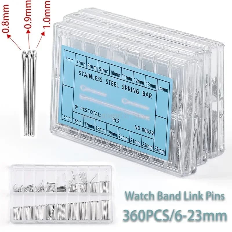 Watch Band Link Pins 360PCS 6-23mm Strainless Steel Latch Pins Watchband Strap Bracelets Connecting Pins Watchmaker Repair Tools