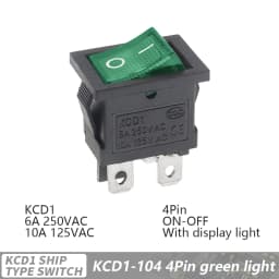 1PCS KCD1 LED ON-OFF 4 Pin Boat Car Rocker Switch 21*15mm 6A/250V 10A/125V AC Black Red Green Light Siwtch