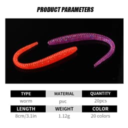 Supercontinent Slow SinkingTrout Worm Soft Baits 20PCS Artificial Fishing Lures Sea Worms Earthworm Fishing Soft Lures Wobblers