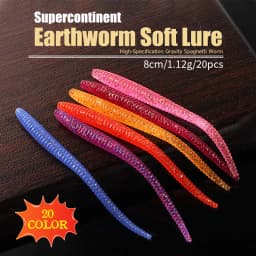 Supercontinent Slow SinkingTrout Worm Soft Baits 20PCS Artificial Fishing Lures Sea Worms Earthworm Fishing Soft Lures Wobblers