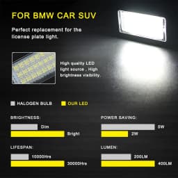 2pcs Canbus Led Number Plate Light for BMW E39 E60 M5 E70 X5 E90 E92 E93 M3 E91 E61 Touring E71 E72 X6 Accessories Led Auto Lamp