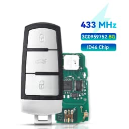 KEYYOU 3C0959752BG / BA Keyless Go Remote Car Key 3 Button 434MHz PCF7936 ID46 for VW for Volkswagen Passat CC Passat Magotan