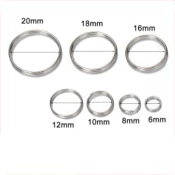 100 Pcs 6-20mm Polished Silver Color Keyring Stainless Steel Hole Key Ring Key Chain Round Line Keychain Connectors Findings