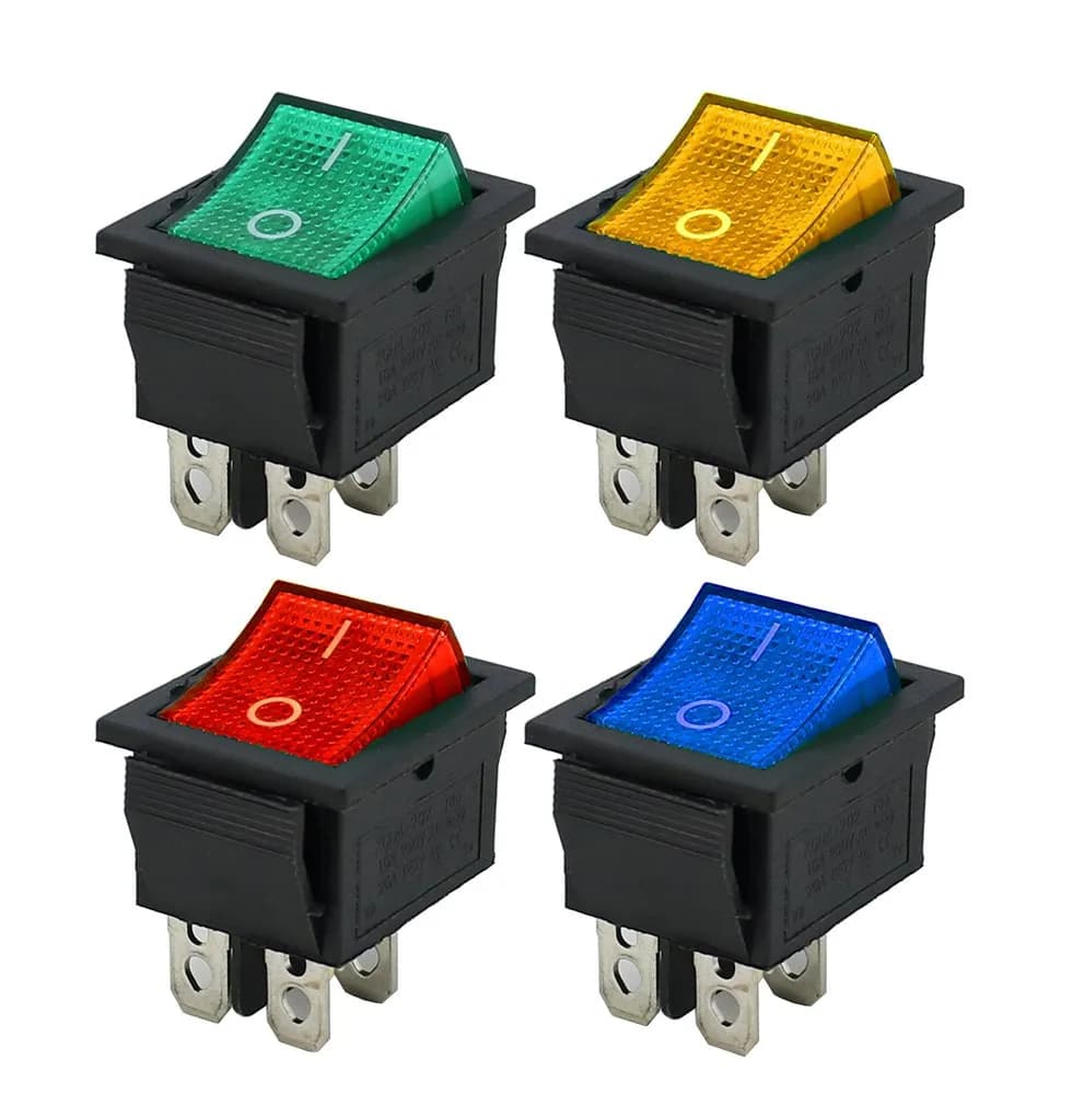 Latching Rocker Switch Power Switch I/O 4 Pins with Light 16A 250VAC 20A 125VAC KCD4