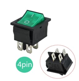 Latching Rocker Switch Power Switch I/O 4 Pins with Light 16A 250VAC 20A 125VAC KCD4