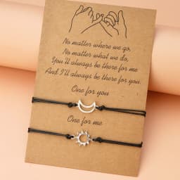 2pcs/set Minimalist Sun Moon Charm Couple Bracelet Friendship Jewelry Gift Handmade Adjustable Braided Rope Bracelets Wholesale