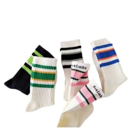 5 Pairs Women's Socks Cute Harajuku Warm Sock Simple Colorful Striped Short Socks Fashion Spring Autumn Women's Mid Length Socks
