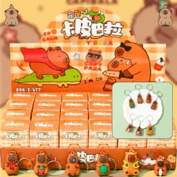 In Stock 24pcs Capybara Blind Box Keychain Cute Snot Bear Figure Mystery Box Doll Pendant Wholesale Bag Backpack Decorations
