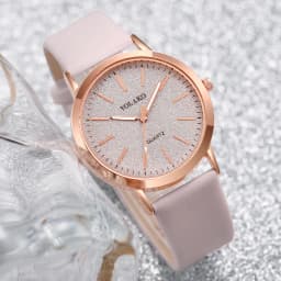 2PCS/Set Women's Watches Fashion Matting Dial Leather Band Analog Quartz Watch Set(Without Box)