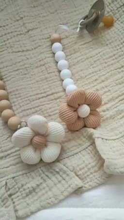 Flower Baby Pacifier Clip Chain Newborn Dummy Nipple Holder Clips BPA Free Cotton Teething Toys Soother Pendant Holder