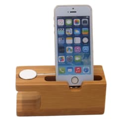 Wooden Charging Dock Station for Mobile Phone Holder Stand Bamboo Charger Stand Base For Apple Watch series and For iphone