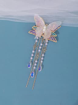 Fashion Crystal Pearl Tassel Butterfly For Women Bride Jewelry Wedding Hair Accessories Head Claws Clips