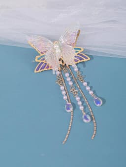 Fashion Crystal Pearl Tassel Butterfly For Women Bride Jewelry Wedding Hair Accessories Head Claws Clips