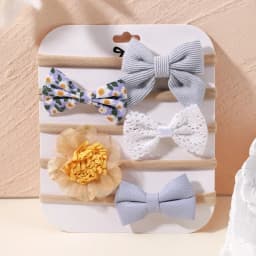 5Pcs/lot Baby Elastic Nylon Headband Newborn Lovely Flower Lace Bow Head Band for Girl Infant Toddler Soft Babe Hair Accessories