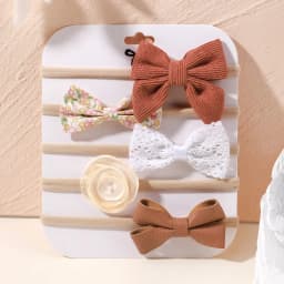 5Pcs/lot Baby Elastic Nylon Headband Newborn Lovely Flower Lace Bow Head Band for Girl Infant Toddler Soft Babe Hair Accessories
