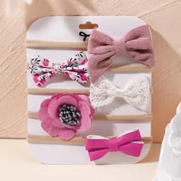 5Pcs/lot Baby Elastic Nylon Headband Newborn Lovely Flower Lace Bow Head Band for Girl Infant Toddler Soft Babe Hair Accessories