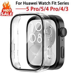 Glass+Case For Huawei Watch Fit 5 4 3 All-Around Screen Protector Hard PC Bumper Tempered Watch Case Huawei Watch Fit 5 4 Pro