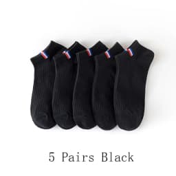 5 Pairs Thin Boat Socks Summer Blending Plain Color Mens Casual Breathable Sweat Absorbing Calibration