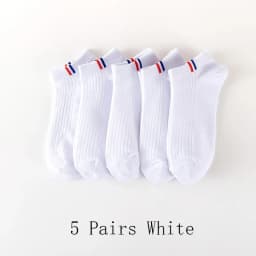 5 Pairs Thin Boat Socks Summer Blending Plain Color Mens Casual Breathable Sweat Absorbing Calibration