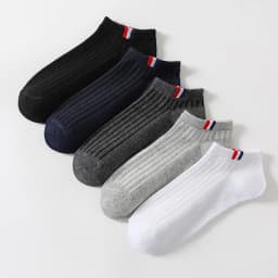 5 Pairs Thin Boat Socks Summer Blending Plain Color Mens Casual Breathable Sweat Absorbing Calibration