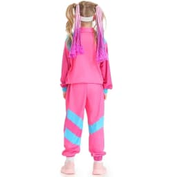 80s Tracksuit Hip Hop Costume Top Pants Sets Outfit Retro Disco Dance Sportswear Blue Pink Baseball Uniform