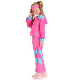 80s Tracksuit Hip Hop Costume Top Pants Sets Outfit Retro Disco Dance Sportswear Blue Pink Baseball Uniform