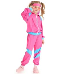 80s Tracksuit Hip Hop Costume Top Pants Sets Outfit Retro Disco Dance Sportswear Blue Pink Baseball Uniform