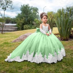 Pink Tulle Flower Girl Dress For Wedding Full Sleeves Puffy Applique Floor Length Princess Kids Birthday First Communion Gown