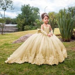 Pink Tulle Flower Girl Dress For Wedding Full Sleeves Puffy Applique Floor Length Princess Kids Birthday First Communion Gown