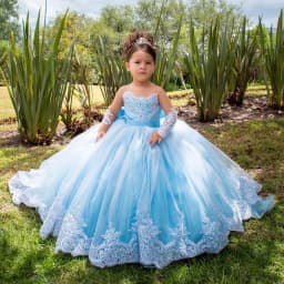 Pink Tulle Flower Girl Dress For Wedding Full Sleeves Puffy Applique Floor Length Princess Kids Birthday First Communion Gown