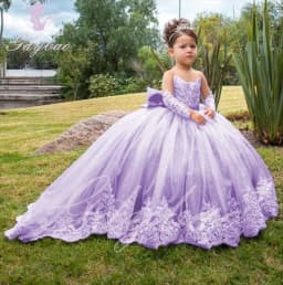 Pink Tulle Flower Girl Dress For Wedding Full Sleeves Puffy Applique Floor Length Princess Kids Birthday First Communion Gown