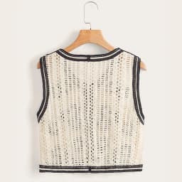 Floral Crochet Waistcoat for Women Sheer Button Front Sleeveless Open-knit Top Teen-girl Summer Boho Vacation Outfit