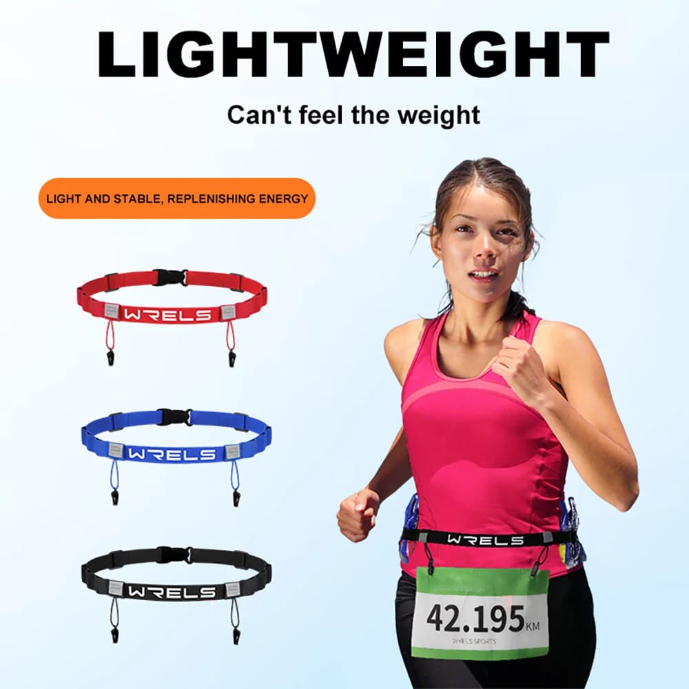 WRELS Unisex Triathlon Marathon Race Number Belt With Gel Holder Running Belt Cloth Belt Motor Running Outdoor Sports