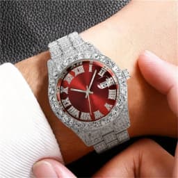 Mens Hip Hop Watch VintagInspired Retro Quartz Timepiece with Oversized Rhinestone Dial and Durable Stainless Steel Band for Men