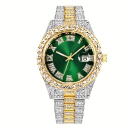 Mens Hip Hop Watch VintagInspired Retro Quartz Timepiece with Oversized Rhinestone Dial and Durable Stainless Steel Band for Men