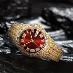 Mens Hip Hop Watch VintagInspired Retro Quartz Timepiece with Oversized Rhinestone Dial and Durable Stainless Steel Band for Men