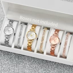 6PCS/Set Women's Watch Fashion Steel Band Quartz Watches Diamond Bracelets Set(Without Box)