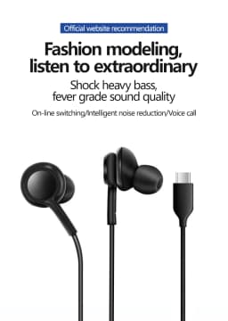 Type C Wired Earphone For Samsung Galaxy S24 S23 S22 S21 Ultra Plus Fe 3.5mm Earbud Headphones For A54 A34 A53 Phone Accessories