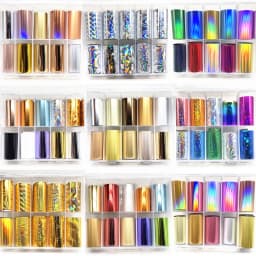 1 Box New Metal Nail Foils for Matt Transfer Paper Neon Stickers Champagne Nails Wraps Silver DIY Chameleon Nail Art Decorations