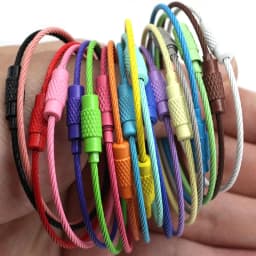 20-10pcs/Lot Stainless Steel Wire Keychain Ring key keyring for Luggage Tags 15cm Long Cable Loop Screw Lock Rope Outdoor Tools