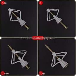 10 Sets/Pack Plastic Airplane Expansion Pipe Curtain Gypsum Board Hollow Wall Expansion Screw 3.5*50+Anchor 8*50 Plugs Up Aging