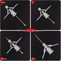 10 Sets/Pack Plastic Airplane Expansion Pipe Curtain Gypsum Board Hollow Wall Expansion Screw 3.5*50+Anchor 8*50 Plugs Up Aging