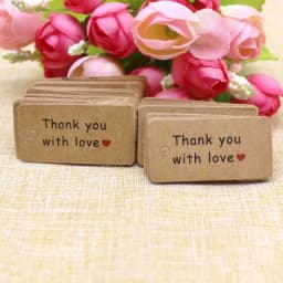 100pcs Kraft Paper Tags with Strings Handmade with Love Hang Tags Garment Tags for Candy/Gift/Cookies Display Packing Label Card