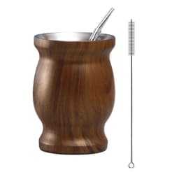 UPORS Yerba Mate Cup 304 Stainless Steel Double Wall 8oz Argentine Yerba Mate Gourd With Illas and Cleaning Brush