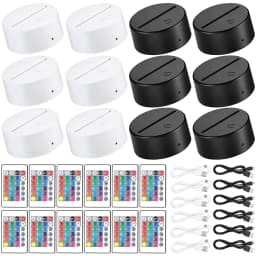 12 Pcs 3D Night LED Light Lamp Base 16 Colors Decorative Light Show Display Stand with Remote USB Cable for Acrylic Resin Glass